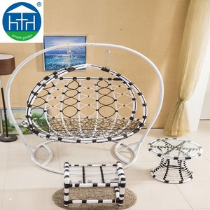 Moderno gran patio muebles PE mimbre ratán <span class=keywords><strong>hamaca</strong></span> al aire libre jardín doble columpio <span class=keywords><strong>silla</strong></span> con <span class=keywords><strong>base</strong></span> de acero - Product Image 5