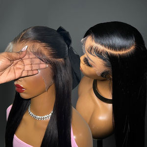 Peluca de Cabello Humano Indio Virgen con Encaje HD, 100% Sin Pegamento, Peluca Completa de Encaje con Cutícula Alineada, Pelucas con Frente de Encaje para Mujeres Negras - Product Image 1