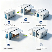 Maison Modulaire de Luxe Préfabriquée Extensible à Panneaux Sandwich, 4 Chambres, Montage Facile, pour Jardin ou Complexe Hôtelier