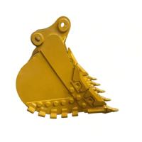 Grille de tamis pour godet d'excavatrice 20T, avec lames de protection soudées pour roche, à lanières anti-usure, jaune brillant, à fixation par broches, pour 20 tonnes