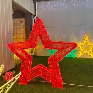 Grande sculpture LED 3D en fer forgé motif étoile rouge, éclairage paysager, décoration de Noël pour rue, centre commercial, <span class=keywords><strong>vitrine</strong></span> - Product Image 1