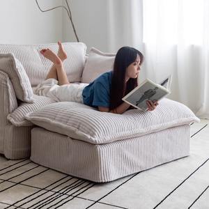 Canapé sectionnel simple amovible en tissu velours côtelé de style crème simple et lavable pour salon balcon hôtel hôtes célèbres - Product Image 5