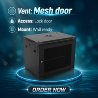 Rak Server Pusat Data OEM 6U yang Dipasang di Dinding, Terbuat dari Baja SPCC Cold Rolled dengan Pintu Kaca Tempered, Desain Terpisah untuk Ruang Data Kecil