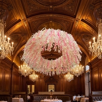 Guirlande florale artificielle M902 rose et blanche, lustre suspendu pour mariage, longue draperie de fleurs de glycine, décoration de plafond en forme d'anneau
