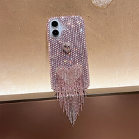 Coque de téléphone en strass en forme de cœur pour iPhone 17 Pro Max, design de luxe en diamant, style coréen tendance pour femmes, coque personnalisée pour iPhone 16 Plus 15