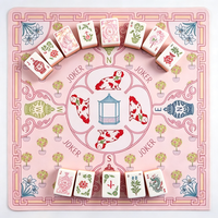 Tapis de Mahjong Bohème Émeraude, Surface de Jeu Silencieuse Teintée Effet Bijou Vintage, Insonorisant, Absorbant les Chocs, Facile à Nettoyer, Antidérapant pour Table