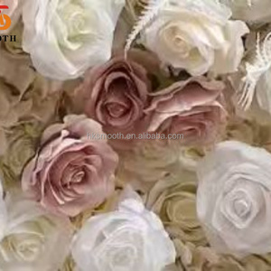 Smooth Champagne Beige Artificial <b>Flower</b> <b>Wall</b> Wedding Backdrop 5D Silk Rose Floral Panel Photo Booth Background For Party - Product Image 4