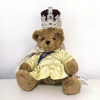 Ours en peluche personnalisable ODM super doux, avec vêtements et couronne, jouets en peluche animaux avec logos personnalisés