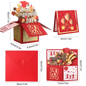 Graduation Pop Up Card Handmade 3D Greeting Cards Congratulation Card With Envelope