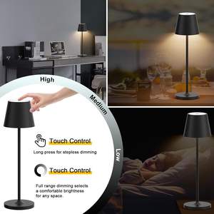 Lámpara de Mesa Inalámbrica Recargable con 3 Colores y Atenuación Gradual, LED, Metálica, Moderna, 80 - Product Image 6