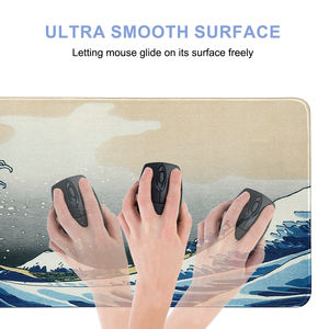 Alfombrilla de Ratón para Juegos Extendida con Diseño de Olas Japonesas, Base de Goma Ecológica Grande, con Bordes Cosidos - Product Image 2
