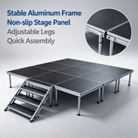 Plateforme de scène modulaire en aluminium à 4 poteaux, scène portable à hauteur réglable pour mariage, concert, événements en plein air