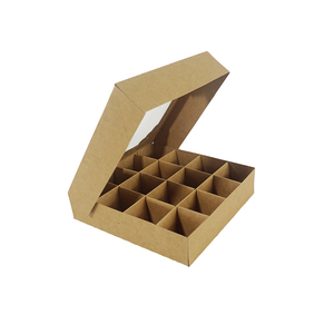 Mini Scatola Regalo in Carta Kraft Naturale per Caramelle, Cupcake, Cioccolato, Pasticceria, Frutta Secca, Biscotti con 16 Scomparti Divisori - Product Image 3