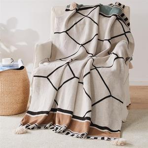 Selimut rajut sofa wol tidur akrilik 100% selimut boho jacquard rajut - Product Image 3