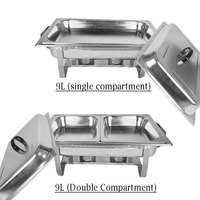 Chauffe-Plat Commercial en Acier Inoxydable, Réchaud Pliant 9L pour Buffet, Hôtel, Restaurant, Traiteur, Plat de Service Chaud