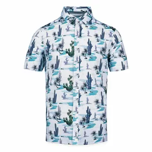 批发制造商夏威夷衬衫夏季上衣新款衬衫短袖快干碎花沙滩夏威夷阿罗哈男士衬衫