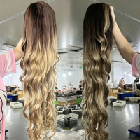 Perruque frontale en dentelle HD 13x4 ou 13x6 sans colle, cheveux humains blonds personnalisés, ondulés, style Loose Body Wave, cheveux indiens bruts bouclés