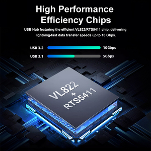 <span class=keywords><strong>Hub</strong></span> USB 3.0/3.1 OEM/ODM avec alimentation PD20W, charge rapide, 10 ports en aluminium, hybride avec câble USB-C non détachable - Product Image 2