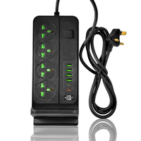 Multiprise intelligente à chargement rapide avec 4 prises, interrupteur principal de sécurité pour téléphones portables, tablettes et appareils électroménagers
