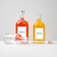 Bouteilles en verre rondes personnalisées pour vin, whisky, vodka, liqueur, de 100 ml à 1000 ml, avec impression de logo