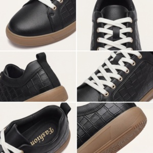 Zapatillas Deportivas de Piel Negra para Hombre, de Caña Baja, Casuales, Transpirables, Ligeras, Antideslizantes y Cómodas - Product Image 2