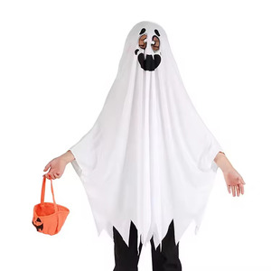 Disfraz de Fantasma para Cosplay, Capa Blanca Desgastada de Halloween con Bolsa de Calabaza, Lindos Trajes de Fiesta de Rol, Poliéster Unisex - Product Image 1