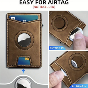 Cartera <span class=keywords><strong>de</strong></span> metal con ventana para identificación y clip para billetes, con bloqueo RFID, cierre magnético, tarjetero <span class=keywords><strong>de</strong></span> PU con ventana emergente, venta al por mayor OEM - Product Image 5