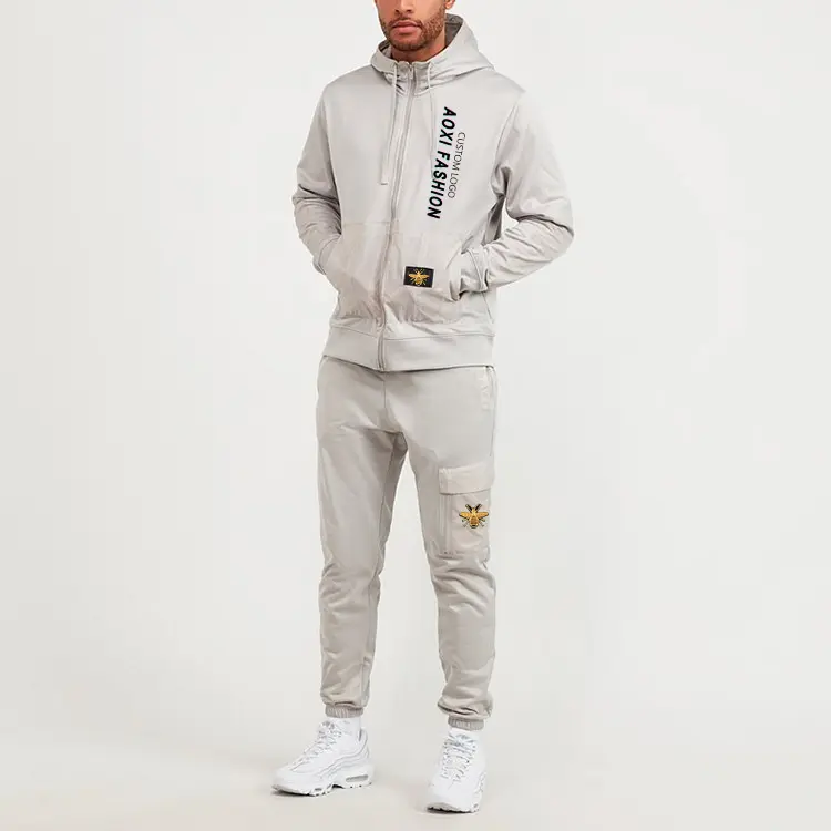 Sudadera con capucha de Hip-Hop para hombre, ropa deportiva informal con logotipo personalizado, chándal para correr y trotar, conjunto de 2 piezas