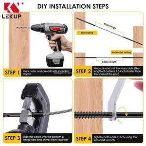 Kit <span class=keywords><strong>de</strong></span> Barandillas <span class=keywords><strong>de</strong></span> Cable para Escaleras, Color Negro, 1/8\", Tornillos <span class=keywords><strong>de</strong></span> Fijación Izquierdo y Derecho, Herrajes <span class=keywords><strong>de</strong></span> Acero Inoxidable T316 para Barandillas <span class=keywords><strong>de</strong></span> Cable para Postes <span class=keywords><strong>de</strong></span> Madera - Product Image 5