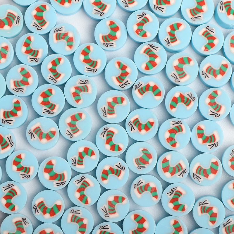 Christmas Pattern Polymer Clay Beads Spacer Loose Beads For Jewelry Making Cute christmas stocking Kids DIY