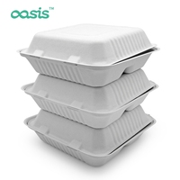 Boîte à lunch Oasis Custom 100% biodégradable, compostable, résistante à la graisse, adaptée au micro-ondes, imperméable, jetable, 9 pouces, 3 compartiments