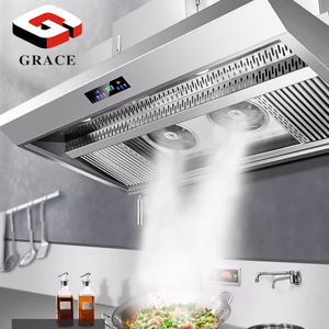 Penghisap Asap Dapur Restoran Grace Restaurant Kitchen Appliance <span class=keywords><strong>Range</strong></span> <span class=keywords><strong>Hood</strong></span> Restaurantsteel,  Kustom,  Kitchen Island Extractor, BBQ Hoods, Elektrik, Perak, 220V - Product Image 1