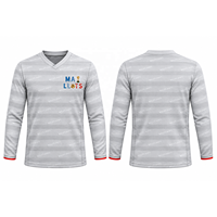 Maillot de football à manches longues pour hommes avec rayures et col en V pour les matchs de club amateur, disponible pour les commandes en gros