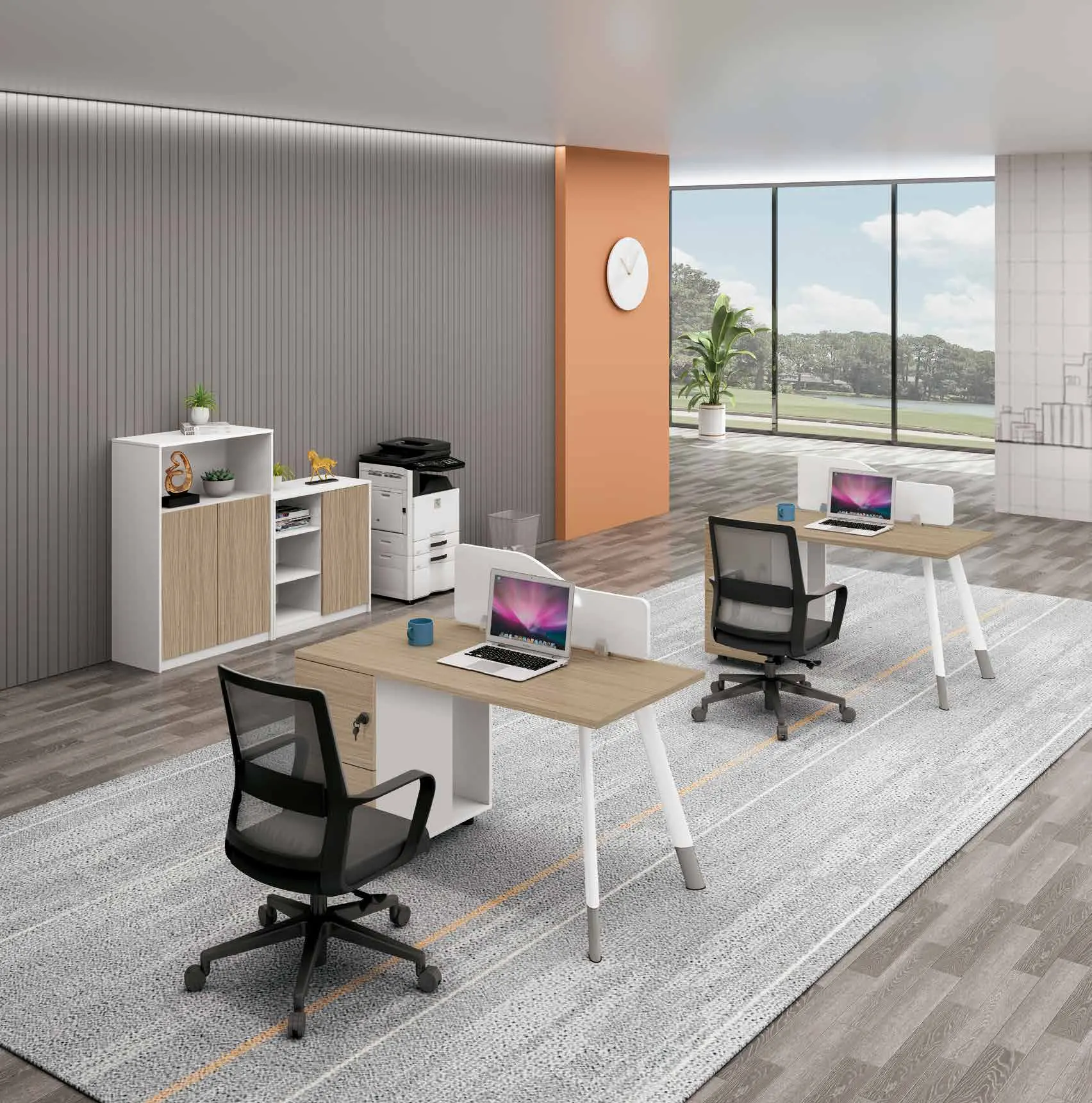 Mobiliário moderno para escritório, mesa de trabalho para funcionários, 2 pessoas, 4 pessoas, 6 pessoas, metal, ferro, 3 a 5 anos de uso normal