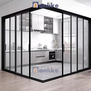 Pared de partición Anlike, habitación personalizada, <span class=keywords><strong>terraza</strong></span>, oficina, armario, interior de aluminio moderno, de vidrio para <span class=keywords><strong>puerta</strong></span> corrediza Patio, precios - Product Image 6