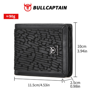 BULLCAPTAIN กระเป๋าสตางค์หนังแท้สำหรับผู้ชายธุรกิจแบบสบาย ๆคลิปหนีบเงินอเนกประสงค์ RFID ป้องกันแม่เหล็กช่องใส่การ์ดหลายช่องกระเป๋าใส่เหรียญ - Product Image 6