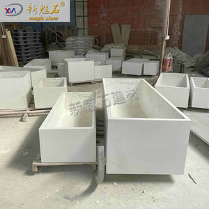 Nouveaux pots à fleurs en béton GRC Magic Stone, grands bacs rectangulaires d'extérieur pour la réalisation de aménagements paysagers de places, d'hôtels et de propriétés immobilières - Product Image 3