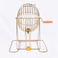 Machine à loterie en métal de haute qualité, jeu de bingo doré, ensemble de bingo avec cage à bingo en acier, 43x35.5x44cm, imprimé au laser