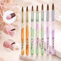 Nouveau Pinceau à ongles professionnel pour manucure et gel, à pointe en cristal, avec poils en nylon et 5% Kolinsky, manche en bois, pour nail art
