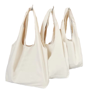 New Arrival Eco-Friendly Canvas Tote <b>Bag</b> Letter Cotton Shoulder <b>Bag</b> Medium Size <b>Long</b> Ribbon Handle Heat Transfer Reusable Daily - Product Image 1
