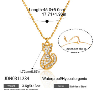 สร้อยคอรูปสัตว์น่ารัก <span class=keywords><strong>ลูก</strong></span>แมว <span class=keywords><strong>ลูก</strong></span>สุนัข วัสดุสแตนเลสชุบทอง 18K ประดับคริสตัลรูปกระดูกอุ้งเท้า  แฟชั่นสำหรับคนรักสัตว์เลี้ยง - Product Image 6