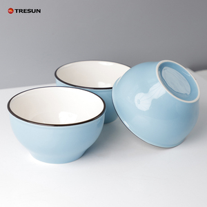 4.5 Inch 10 oz Small Glossy <strong>Red</strong> Blue <strong>Microwave</strong> &amp; Dishwasher Safe Ceramic Rice Bowl - Product Image 4