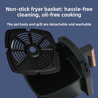 Four électrique multifonctionnel de cuisine 1300W avec protection contre la surchauffe, friteuse à air intelligente grande capacité 5L sans huile et visible