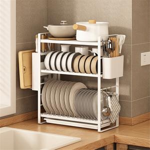 Moderno escurridor doble de acero inoxidable para platos, estrecho, para fregadero, pequeño, con soporte para palillos, para cocina - Product Image 1