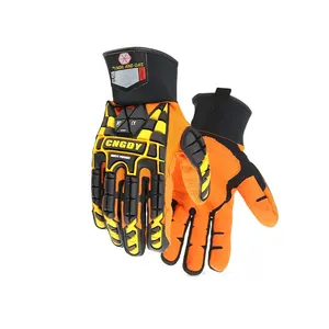 Collision resistant Anti Slip Wear-Resistant Petroleum Machinery Point Plastic Oilfield Gloves TPR Leather Gloves Men