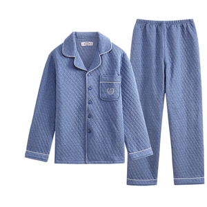 Pigiama da <span class=keywords><strong>Uomo</strong></span> Ming Jet in Puro Cotone 100% Lavorato a Maglia, Tre Strati Traspiranti, Maniche Lunghe, Casual, Autunno <span class=keywords><strong>Inverno</strong></span>, per Casa - Product Image 1