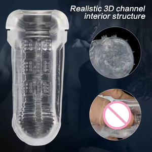 Exerciceur de pénis masculin transparent, godet de masturbation à compression, ventouse, vagin de poche, jouet intime portable pour adulte - Product Image 3