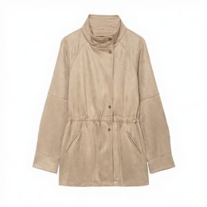 Veste décontractée ample à manches longues pour femme, respirante, 100 % polyester, nouvelle mode rétro avec fermeture éclair, collection Printemps/Automne 2026 - Product Image 3