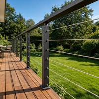 Maßgefertigtes Outdoor-Aluminium-Rahmenloses Kabelgeländer Wasserbeständiges Horizontales Drahtgeländer für Apartment-Balkon Terrasse Treppe