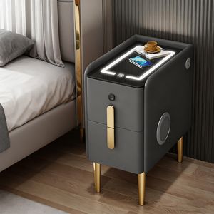 โต๊ะข้างเตียงอัจฉริยะขนาดเล็กแคบมากไร้สายชาร์จด้วยลายนิ้วมือล็อคไม้แข็งเรียบง่ายน้ำหนักเบาทันสมัยอเนกประสงค์ - Product Image 5